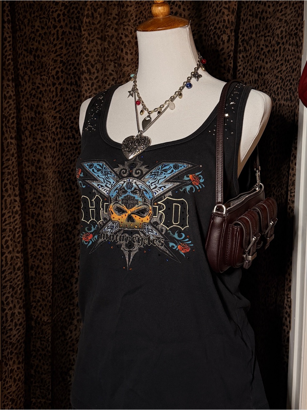 black rhinestone Harley Davidson tank top